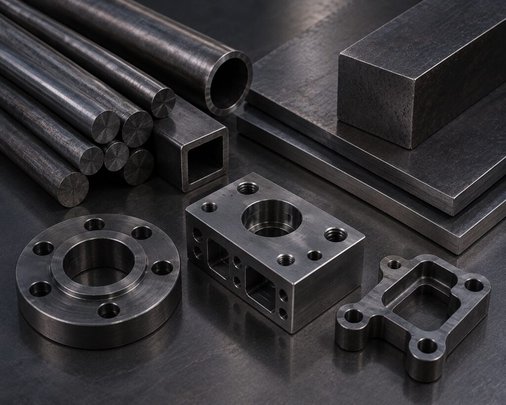 Carbon steel stock and precision CNC machined components