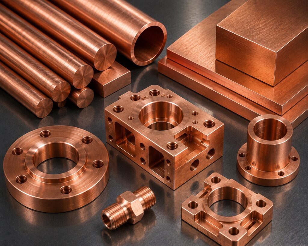 Copper stock and precision CNC machined components
