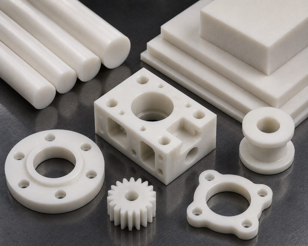 Delrin plastic stock and precision CNC machined components