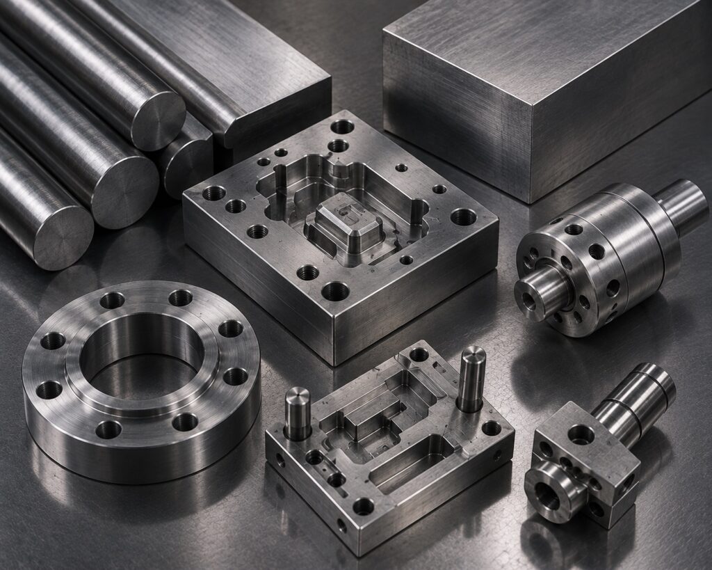 Tool steel stock and precision CNC machined components